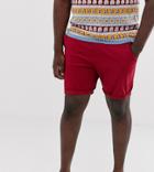 Asos Design Plus Slim Chino Shorts In Wine Red - Red