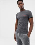 Emporio Armani Slim Fit Eva Athletics Chest Logo T-shirt With Piping In Gray - Gray
