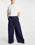 Asos Design Loose Fit Chinos In Navy
