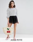 Asos Petite Lace Hem Shorts - Black