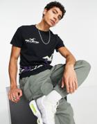 Hollister Random Print Logo T-shirt In Black