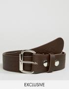 Reclaimed Vintage Leather Belt In Brown With Emboss - Brown