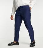 French Connection Plus Slim Fit Plain Suit Pants-blue