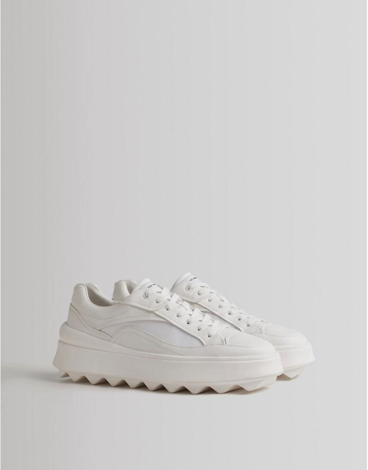 Bershka Chunky Sneakers With Track Sole In White