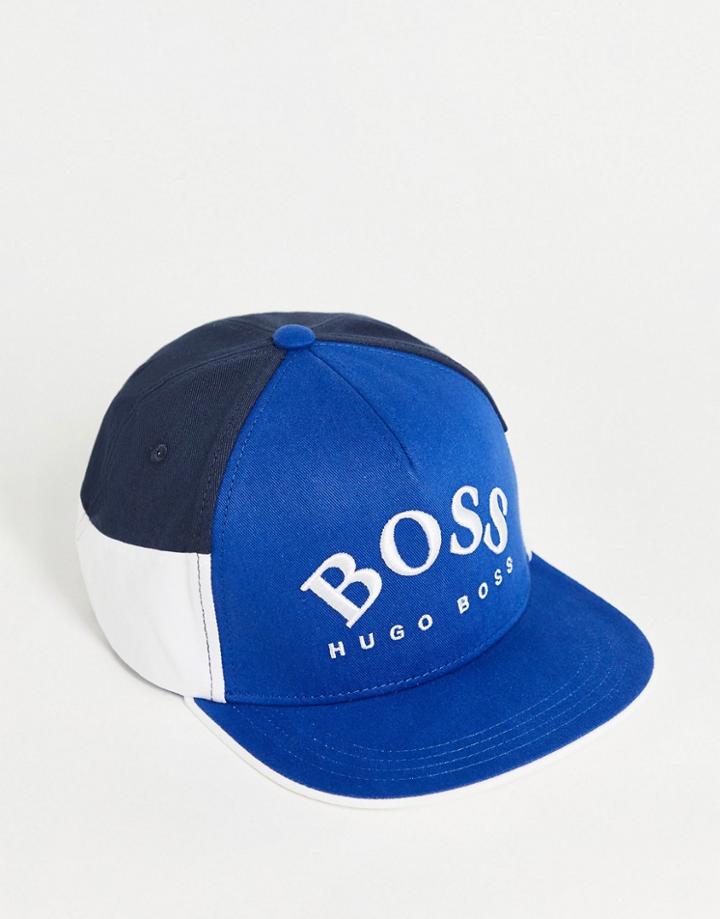 Boss Color Block Large Logo Snapback Cap In Blue-blues