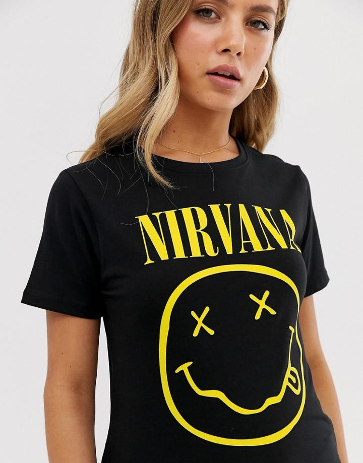 New Look Nirvana Band Tee In Black - Black