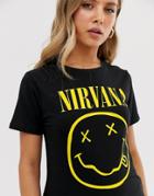 New Look Nirvana Band Tee In Black - Black