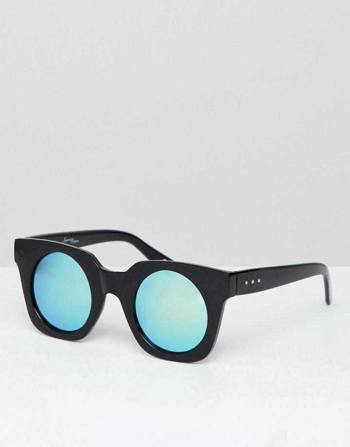 Jeepers Peepers Retro Sunglasses In Chunky Frame And Tinted Lens - Black