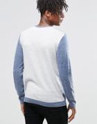 Asos Cotton Sweater With Contrast Back - Denim Twist Nep