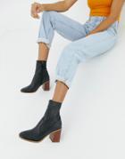 Asos Design Evaline Leather Ankle Boots-black