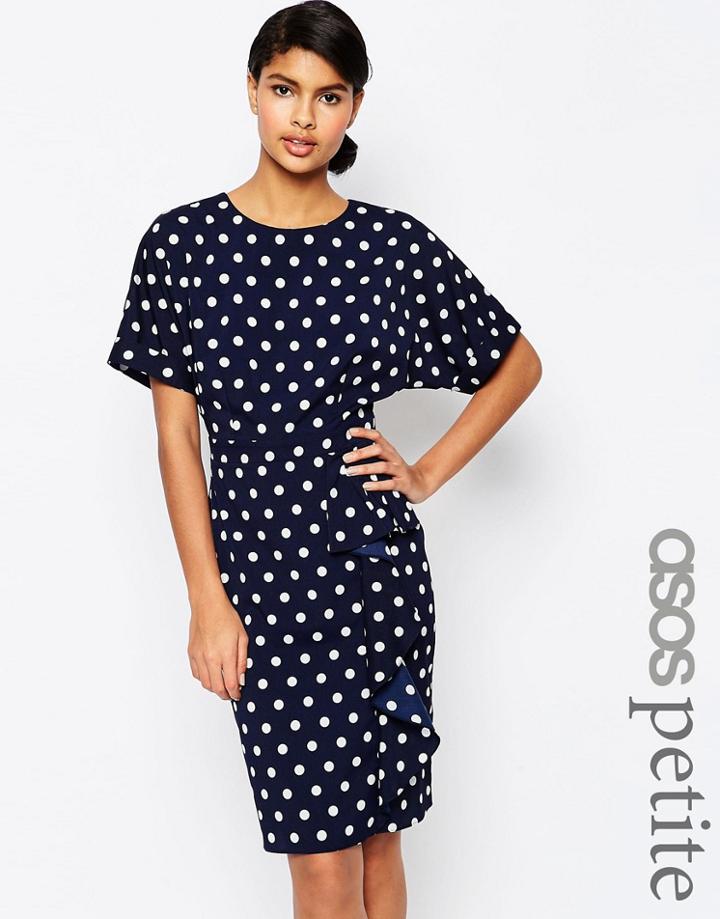 Asos Petite Spot Waterfall Pencil Dress - Multi