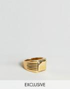 Reclaimed Vintage Square Signet Ring In Gold - Gold