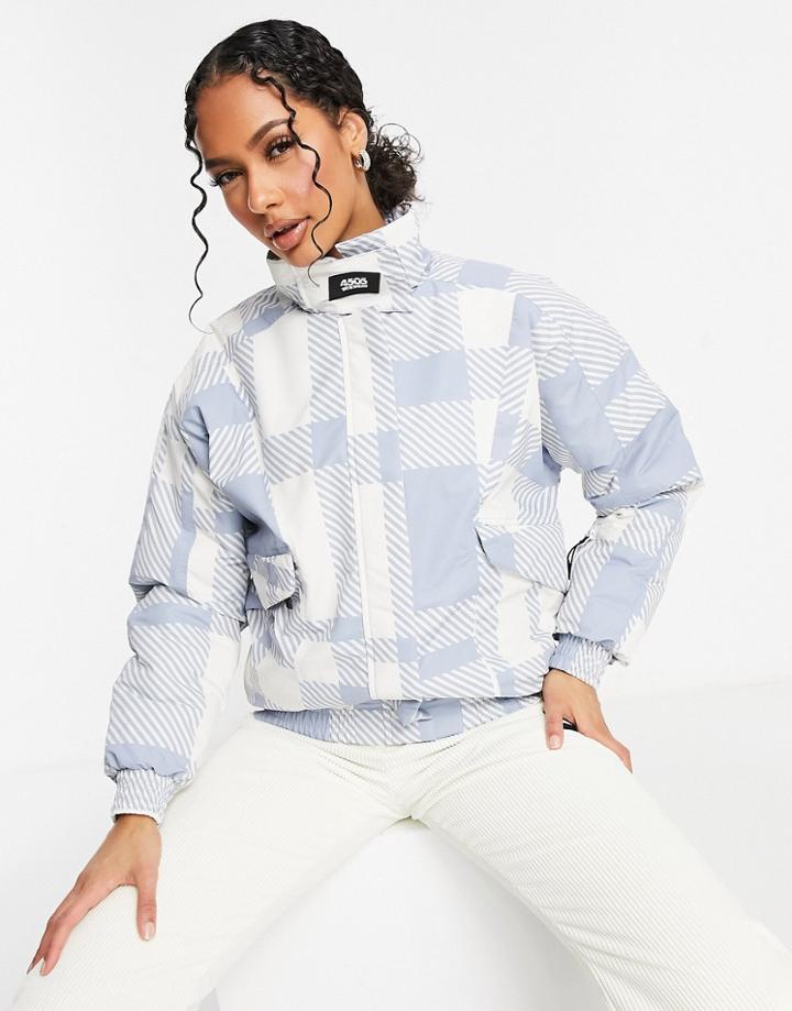 Asos 4505 Ski Printed Check Oversized Ski Jacket-multi