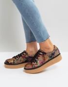 New Look Eastern Luxe Satin Creeper Sneaker - Black