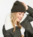 Glamorous Exclusive Ribbed Turn Up Beanie In Chocolate Brown