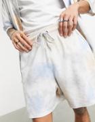 Asos Design Oversized Jersey Shorts In Earthy Tie Dye-multi