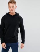 D-struct Knitted Chenille Hooded Sweater - Black