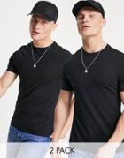 Another Influence 2 Pack Muscle Fit T-shirts In Black