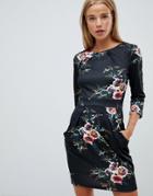 Qed London Long Sleeve Floral Tulip Dress - Multi