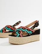 Asos Design Trio Espadrille Wedge Sandals-multi