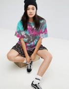 Asos T-shirt In Super Oversized Fit With Tie Dye And Skating Skeleton Print - Multi