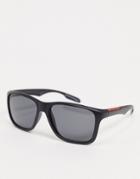 Svnx Square Sunglasses In Black With Smoke Black Lens