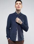 Asos Regular Fit Towelling Shirt In Navy - Navy