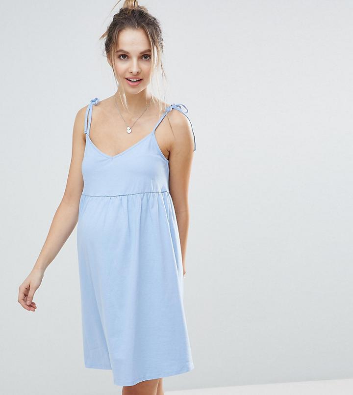 Asos Design Maternity Mini Smock Sundress With Tie Straps - Multi