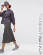Daisy Street Tall Ribbed Knitted Midi Skirt - Gray