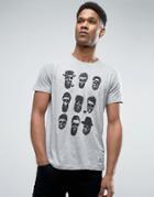 Brave Soul All Over Beard Print T-shirt - Gray