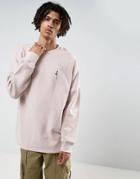 Mennace Dropped Shoulder Sweatshirt With Rose Embroidery In Pink - Pink