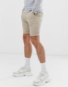 Asos Design Super Skinny Chino Shorts In Beige - Beige
