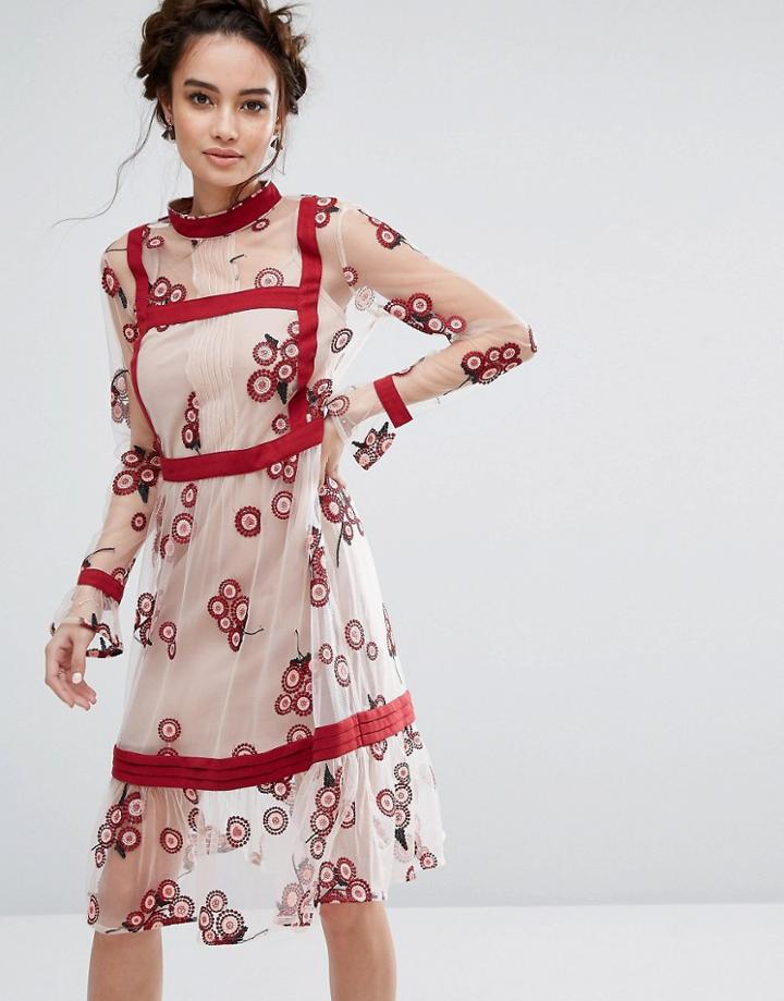 Endless Rose Floral Embroidered Dress - Multi