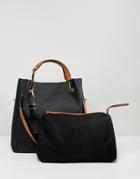 Yoki Tote With Contrast Handles - Black