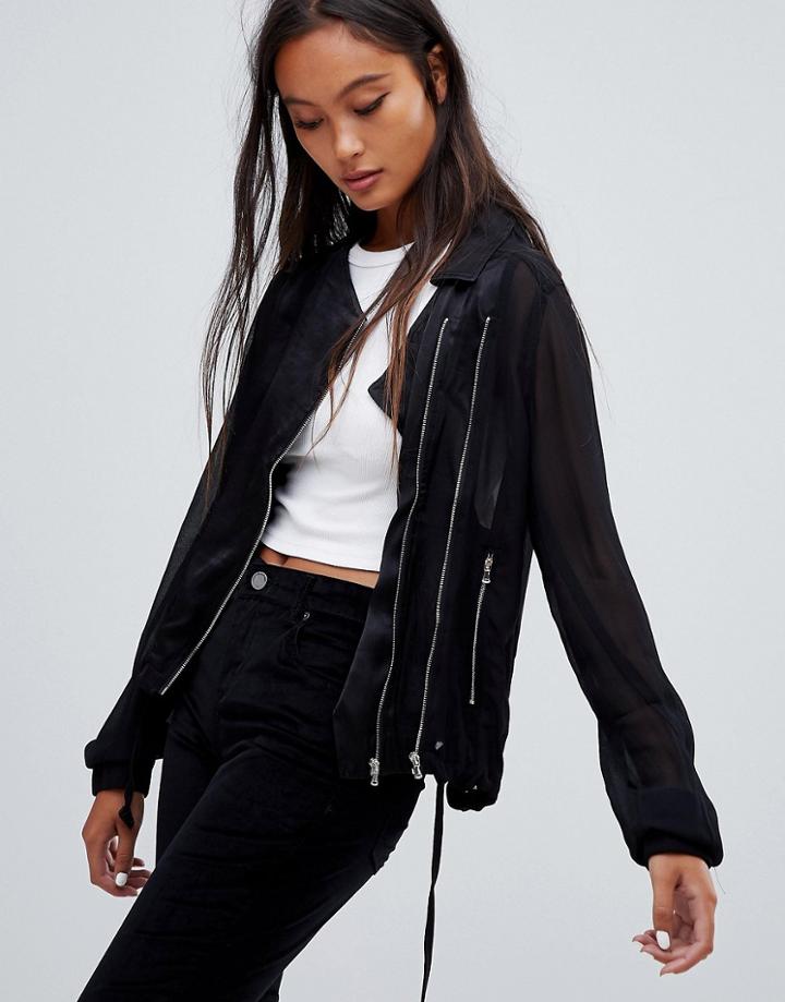 Blank Nyc Double Zip Suedette Biker Jacket - Black