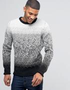 Bellfield Ombre Jacquard Knitted Sweater - White