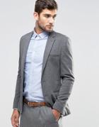 Asos Super Skinny Jersey Blazer In Charcoal - Gray