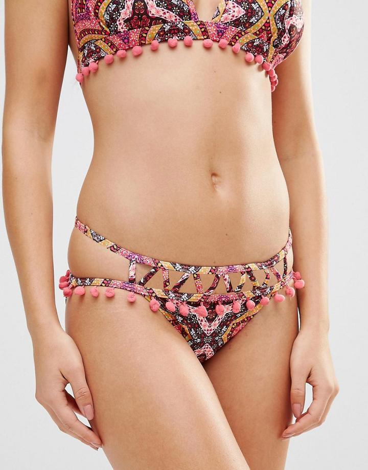 Wolf & Whistle Pom Pom Bikini Bottom - Multi