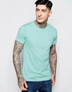 Farah T-shirt With F Logo In Slim Fit In Coastal Blue - Coastal Blue