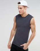 Asos Extreme Muscle Sleeveless T-shirt In Washed Black - Washed Black