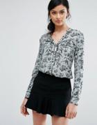 Oasis Contrast Piped Bird Print Shirt - Multi
