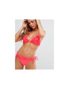 In The Style Binky Flower Trim Tie Side Bikini Bottoms - Orange