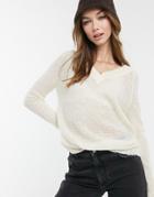 Brave Soul Max V-neck Sweater In Gray-white