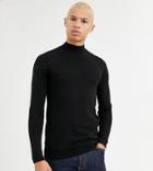 Asos Design Tall Cotton Turtleneck In Black