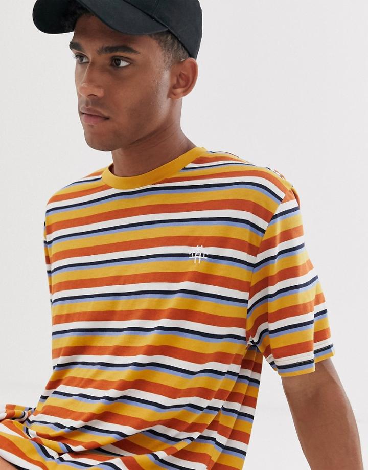 Brooklyn Supply Co Relaxed Fit T-shirt In Multi Color Stripe - Multi