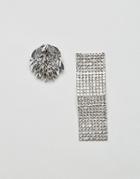 Asos Statement Mismatch Petal And Wave Earrings - Silver