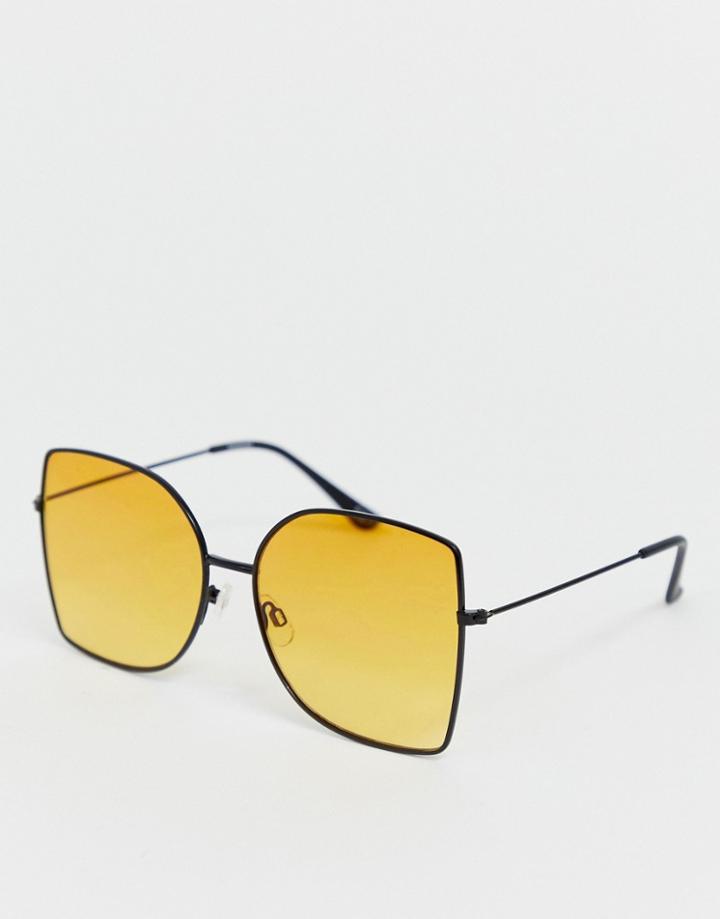 Asos Design Square Metal Oversized Fashion Glasses-black