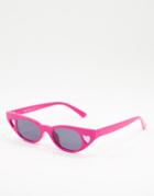 Aj Morgan Sweet Heart Thin Sunglasses In Pink