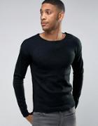 Only & Sons Sweater With Raw Hem And Dropped Back Seam - Black