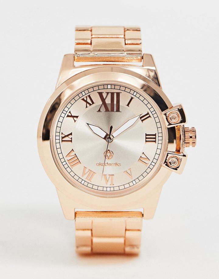 Akademiks Mens Bracelet Watch In Rose Gold - Gold